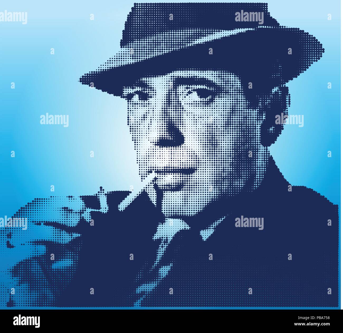 Humprey Bogart ritratto, elaborazione grafica illustrazione Illustrazione Vettoriale