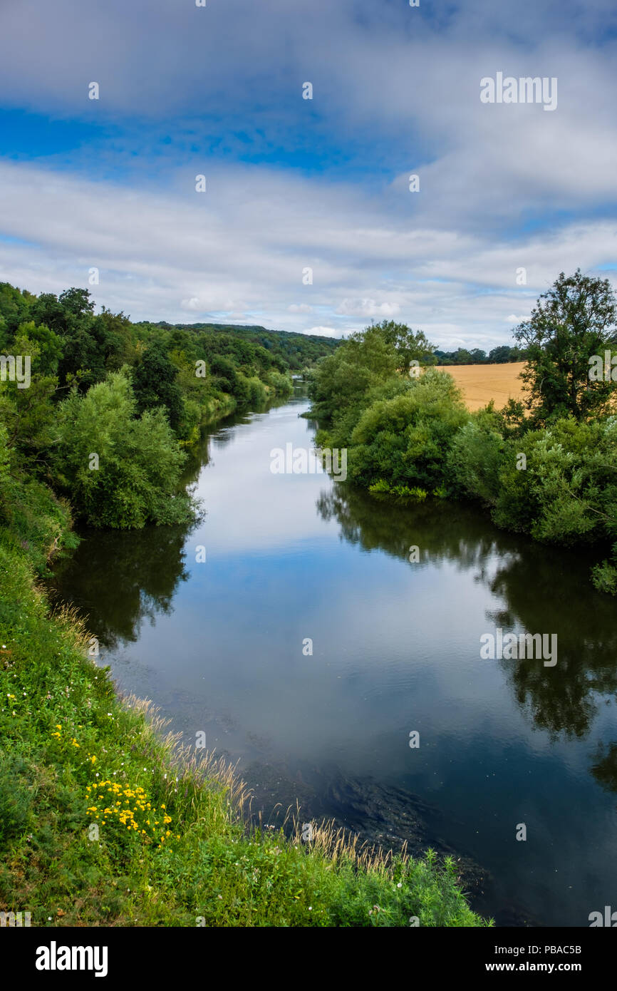 La ricerca del fiume Severn verso Bridgnorth, dal vicino Highley, Shropshire Foto Stock