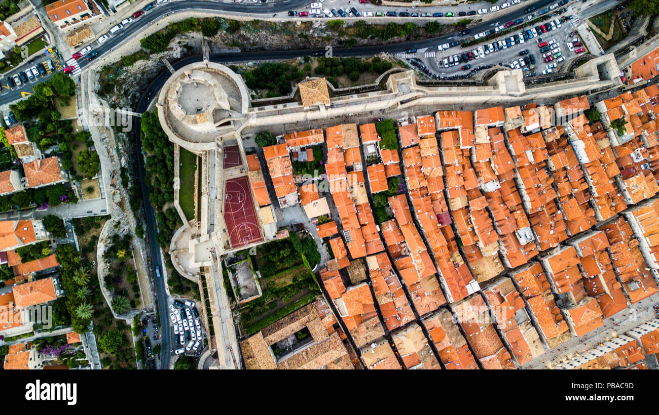 Torre Minčeta, mura della Città Vecchia di Dubrovnik, Croazia Foto Stock