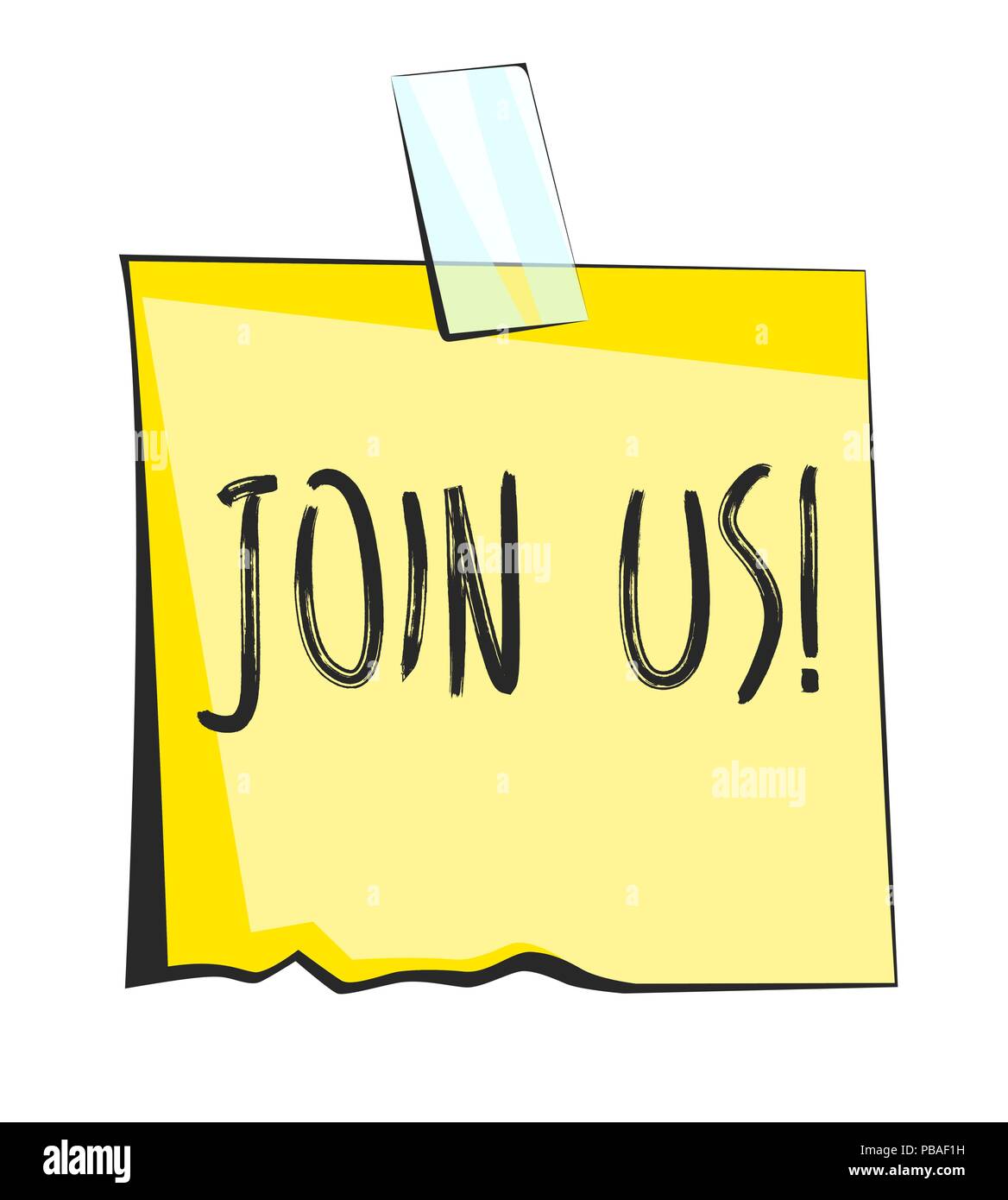 Unisciti a noi la carta nota adesiva. Retro adesivo promemoria Illustrazione Vettoriale