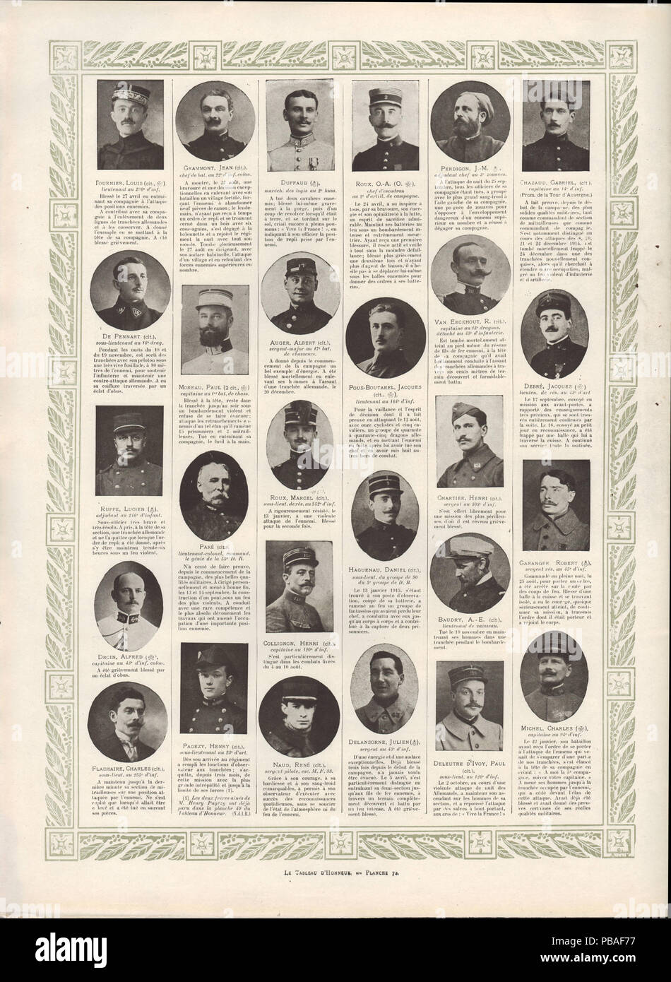 1107 n. 3781 21 août 1915 scan40, Le Tabbleau dHonneur, Planche 72 Foto Stock