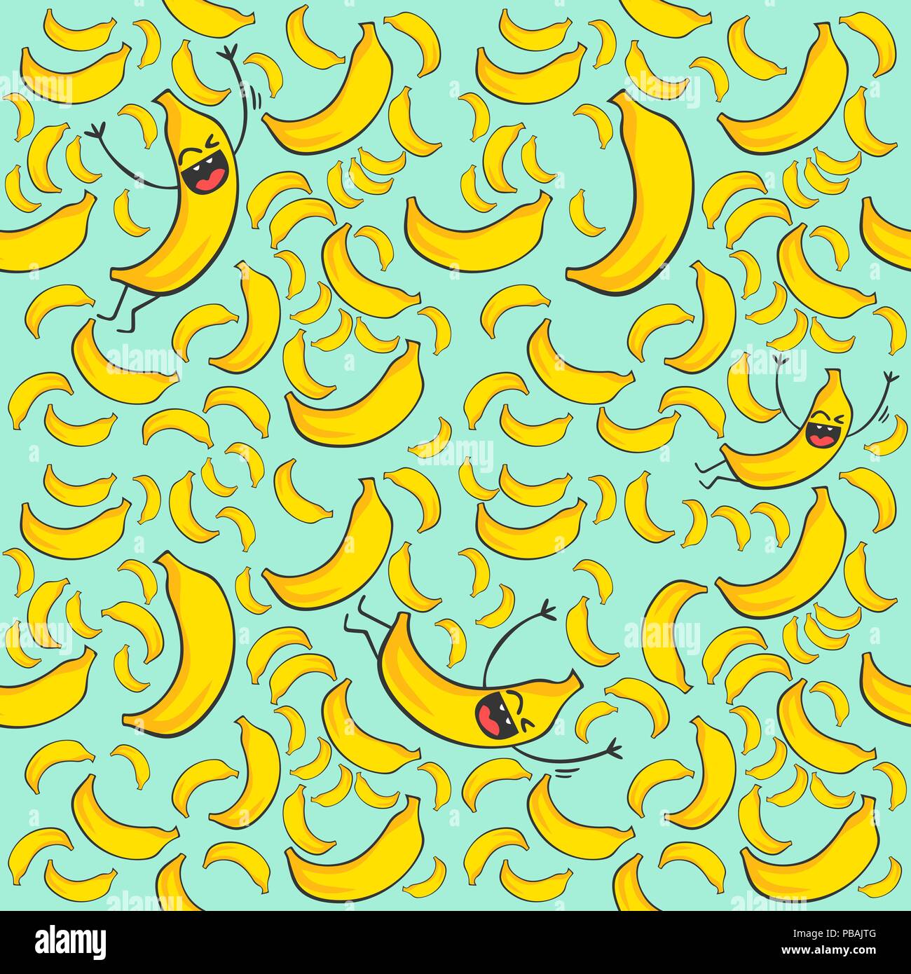 Felice banana texture, illustrazione vettoriale Illustrazione Vettoriale