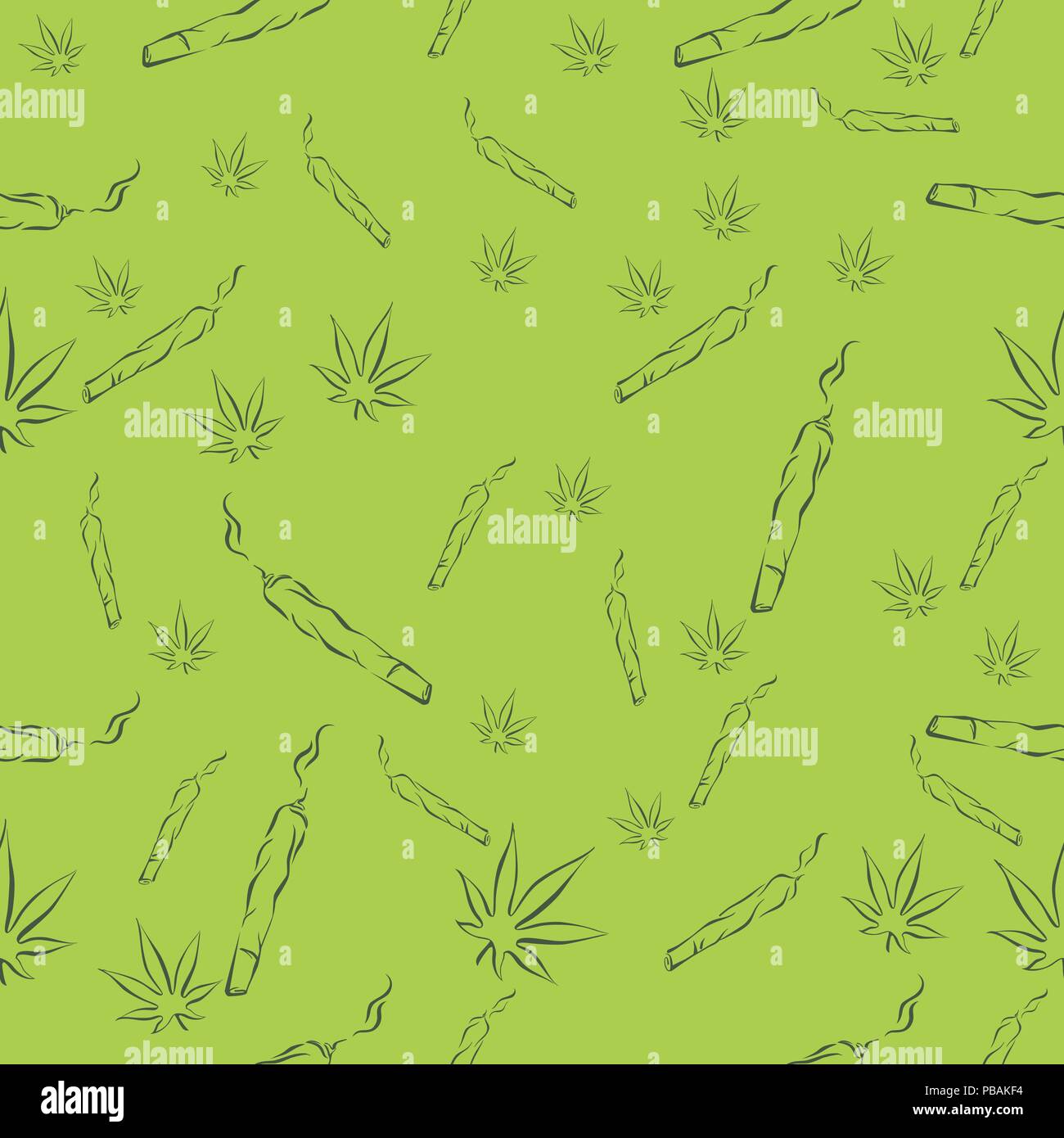 La marijuana di foglie e giunti seamless pattern, mj sfondo vettoriale Illustrazione Vettoriale