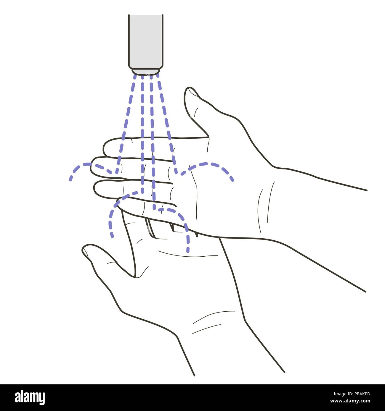 Lavare le mani illustrazione vettoriale, obbligatorio firmare Illustrazione Vettoriale