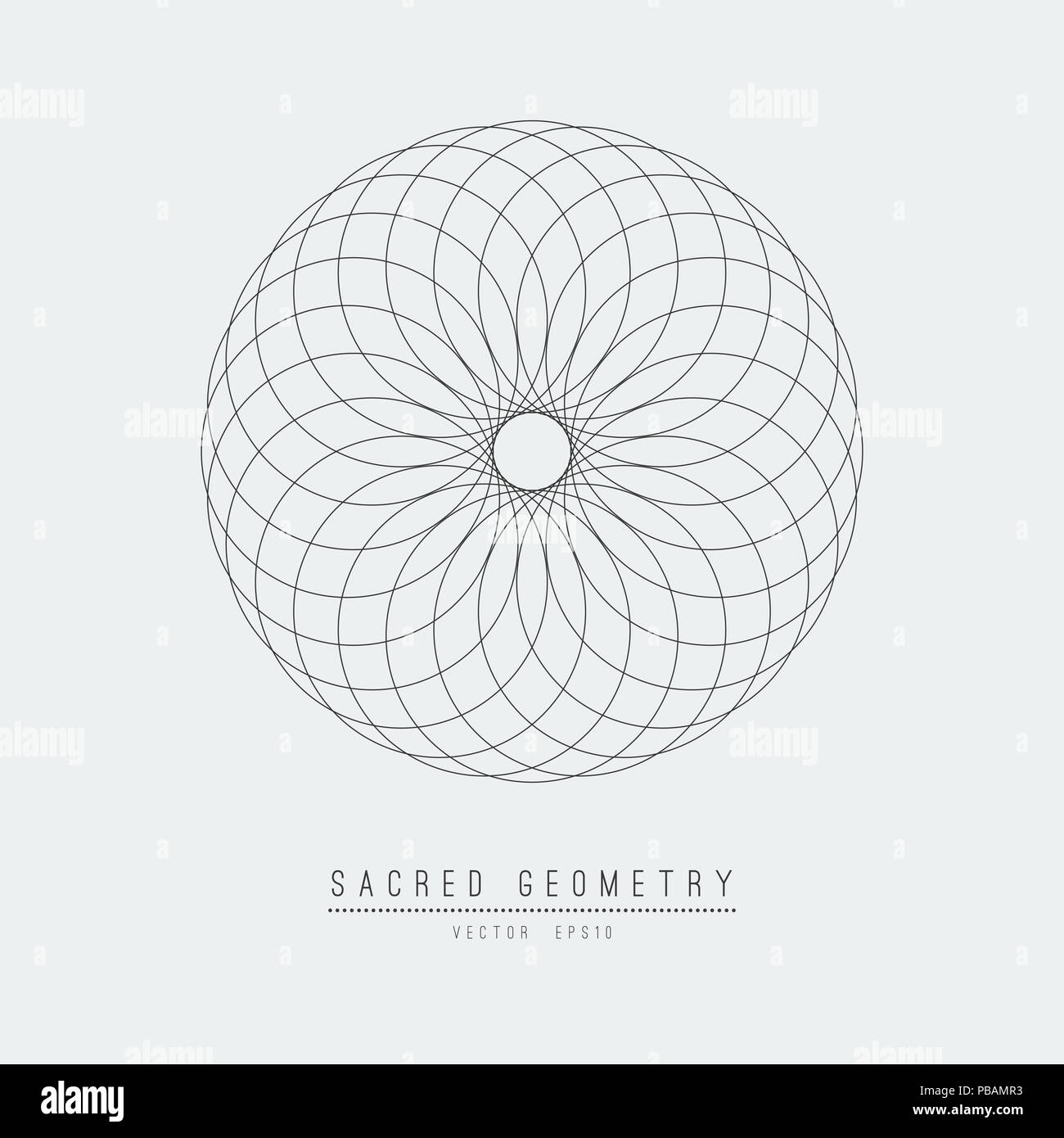 Geometria Sacra elemento linea fiore della vita . illustrazione . Foto Stock