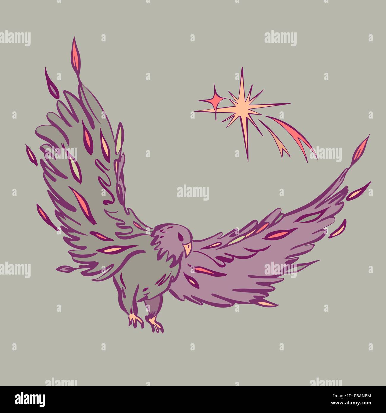 Fairy eagle bird in stile cartoon, illustrazione vettoriale Illustrazione Vettoriale