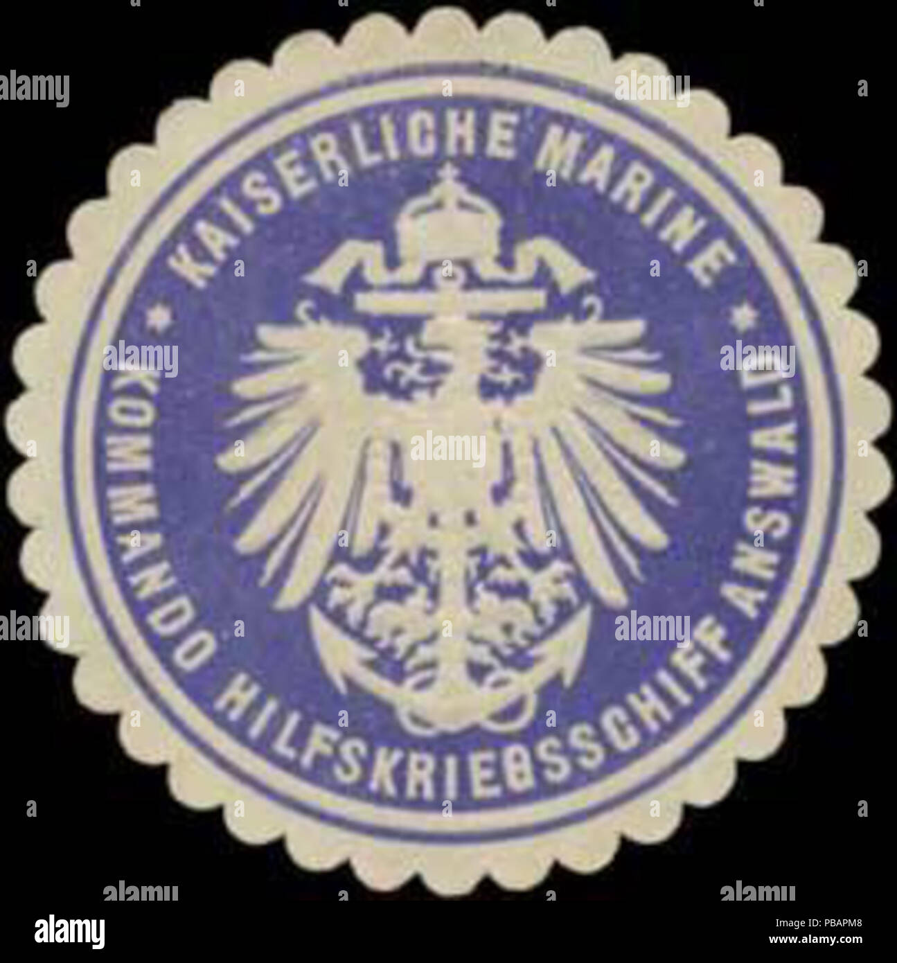 1411 Siegelmarke K. Marine Kommando Hilfskriegsschiff Answald W0363994 Foto Stock
