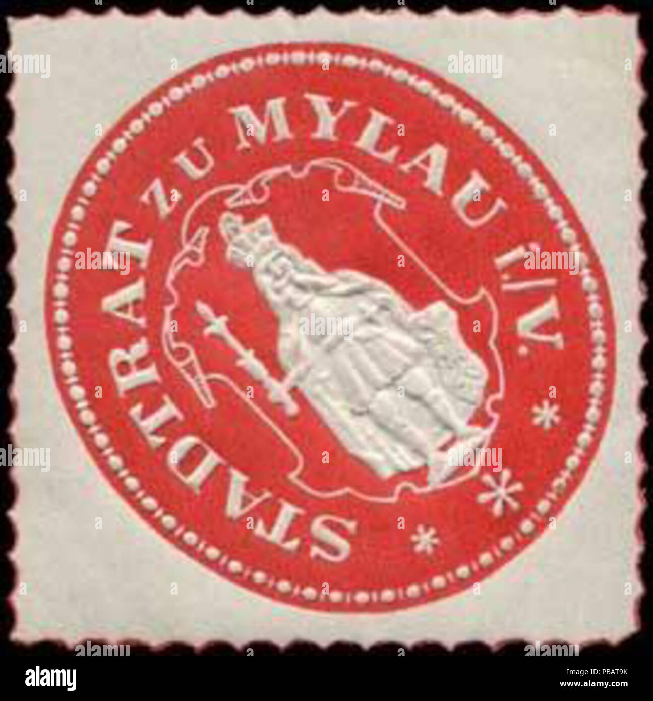 1525 Siegelmarke Stadtrat zu Mylau-Vogtland W0314611 Foto Stock