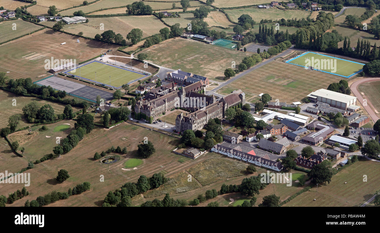 Vista aerea del Denstone College vicino Uttoxeter, Staffordshire, Regno Unito Foto Stock