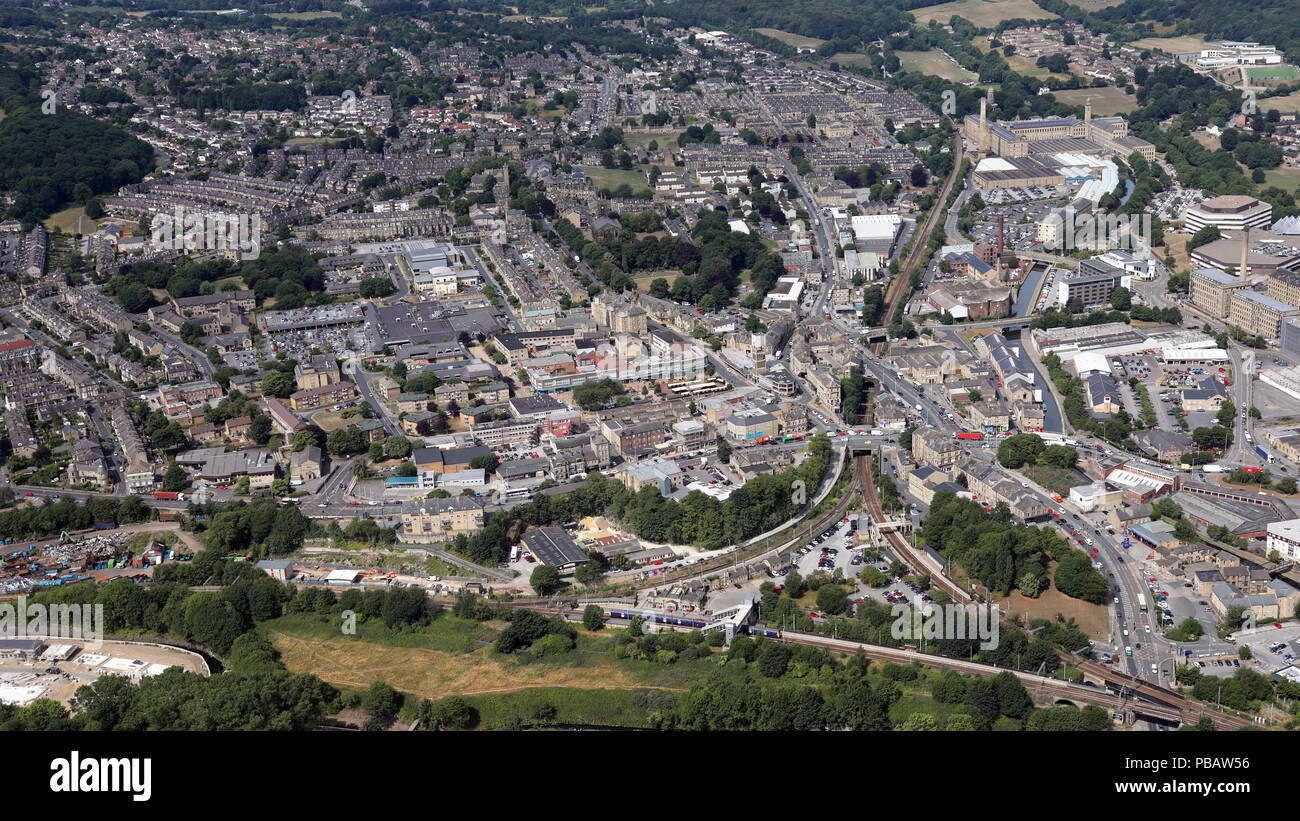 Vista aerea di Shipley Town Center, Bradford, West Yorkshire Foto Stock