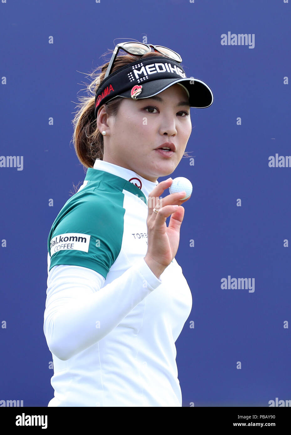 Republic of Korea's so Yeon Ryu sul 18 ° verde durante il giorno due del 2018 Aberdeen Standard Investments Ladies Scottish Open al Gullane Golf Club. STAMPA ASSOCIAZIONE Foto, Foto data: Venerdì 27 luglio 2018. Il credito fotografico dovrebbe essere: Jane Barlow/PA Wire. Foto Stock