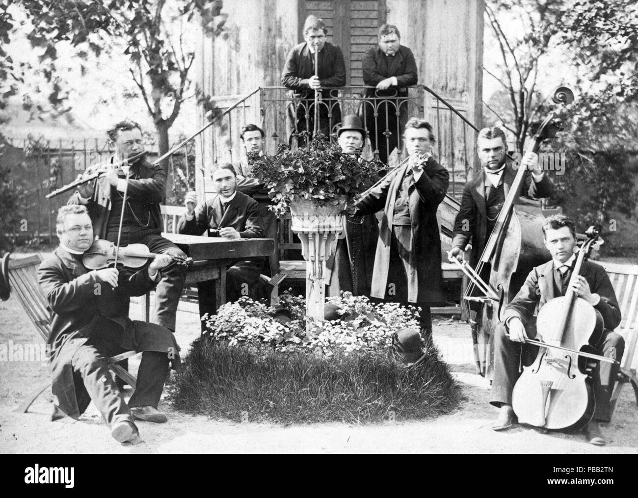 1072 strumento musicale, musica, banda, violino, violoncello, contrabbasso, flauto, dulcimer, tableau Fortepan 22941 Foto Stock