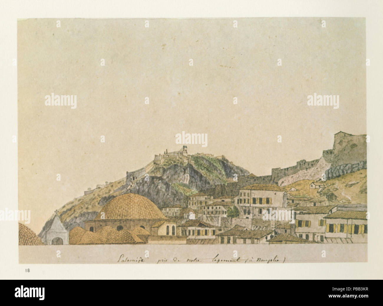 1079 Nafplion- "La fortezza Palamidi prelevate dalle nostre camere" - Peytier Eugène - 1828-1836 Foto Stock