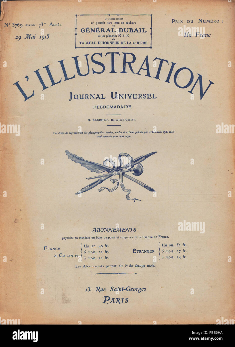 1105 n. 3769 29 mai 1915, scansione01, coperchio anteriore Foto Stock