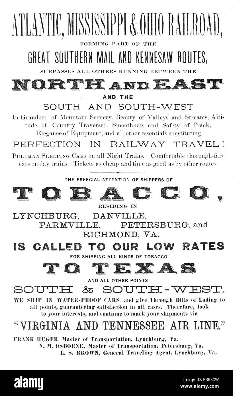 1116 Norfolk come un centro Business - 1880 - Atlantic, Mississippi e Ohio Railroad (Ritoccate) Foto Stock
