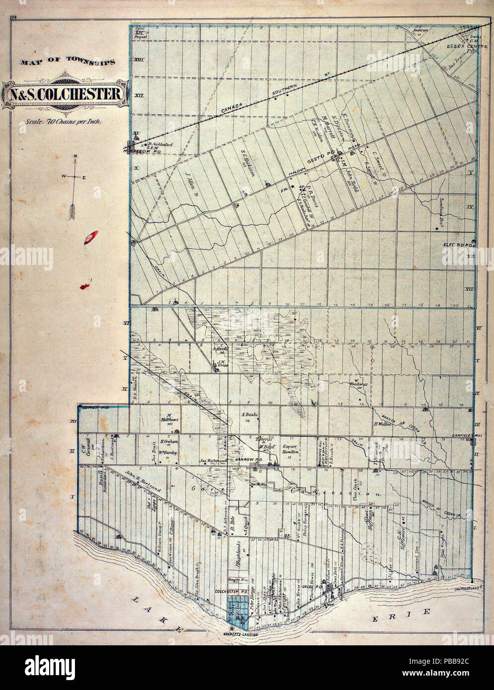1116 Nord e Sud Colchester township di 1881, Essex County, Ontario Foto Stock
