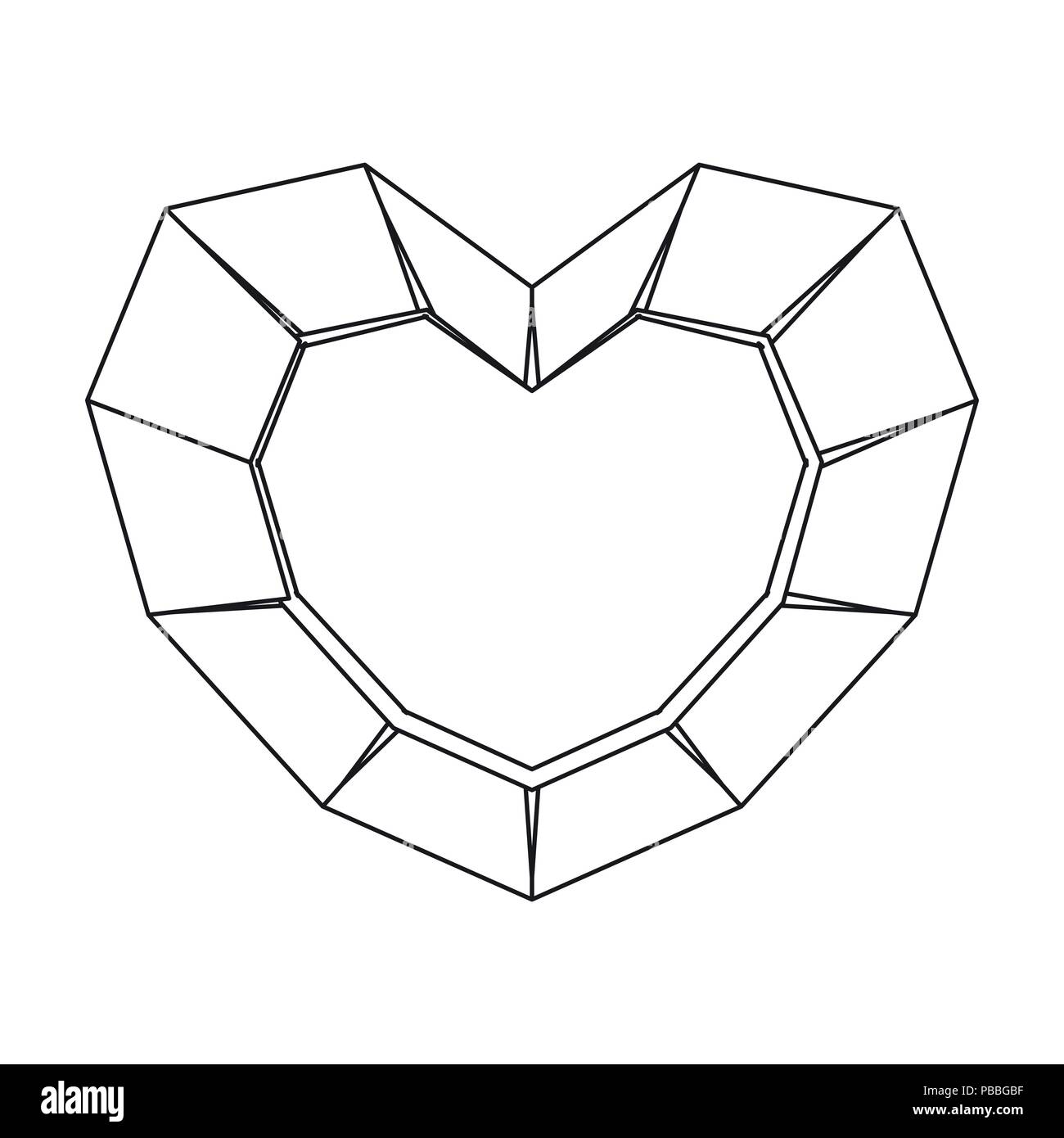 A forma di cuore icona di gemme in schema di progettazione isolato su sfondo bianco. I minerali preziosi e gioielliere stock simbolo illustrazione vettoriale. Illustrazione Vettoriale