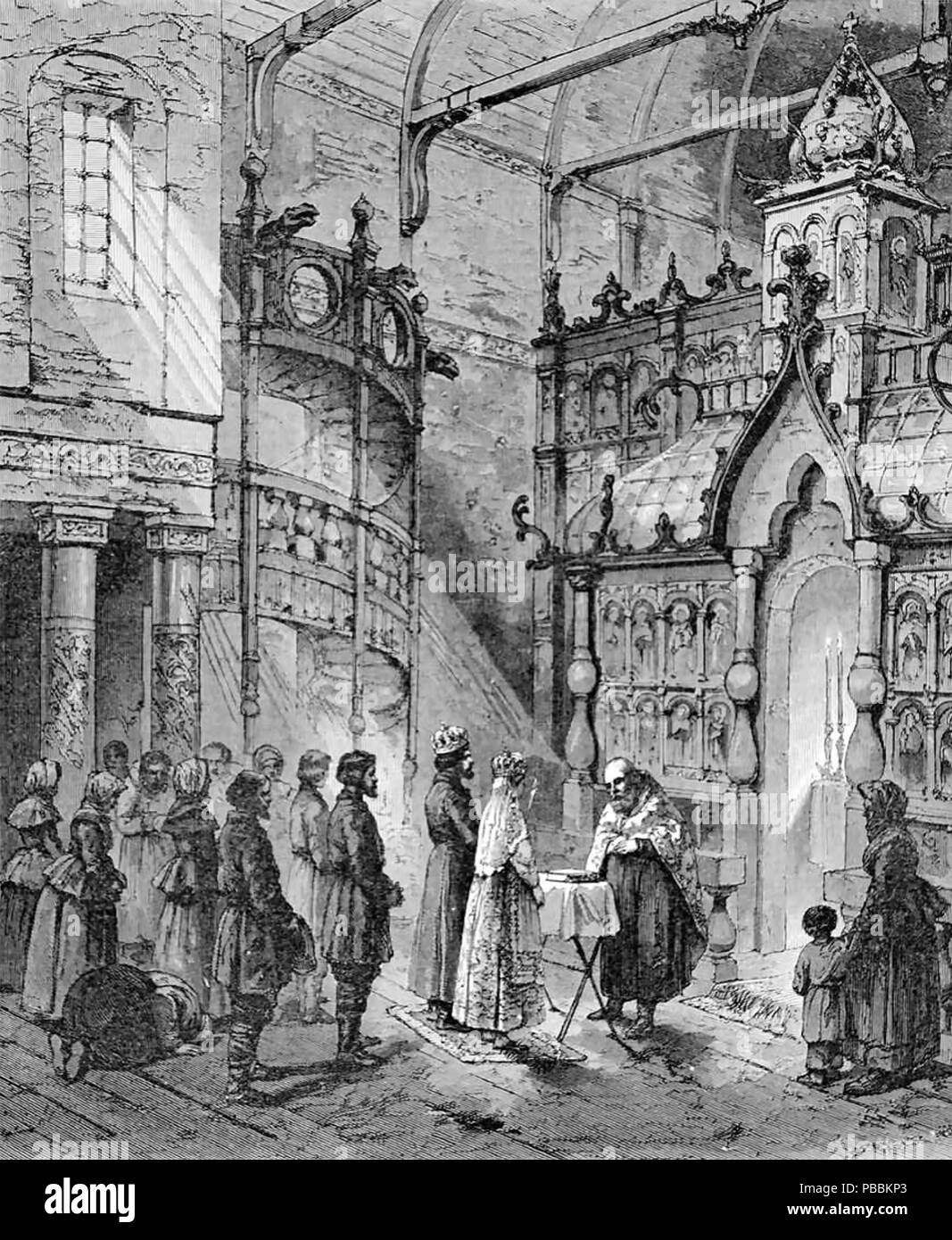 Ortodossa Russa matrimonio in 1870 Foto Stock
