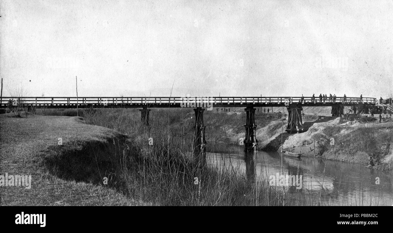 1243 ponte ferroviario, linea a scartamento ridotto, sul fiume ponte di legno Fortepan 73700 Foto Stock