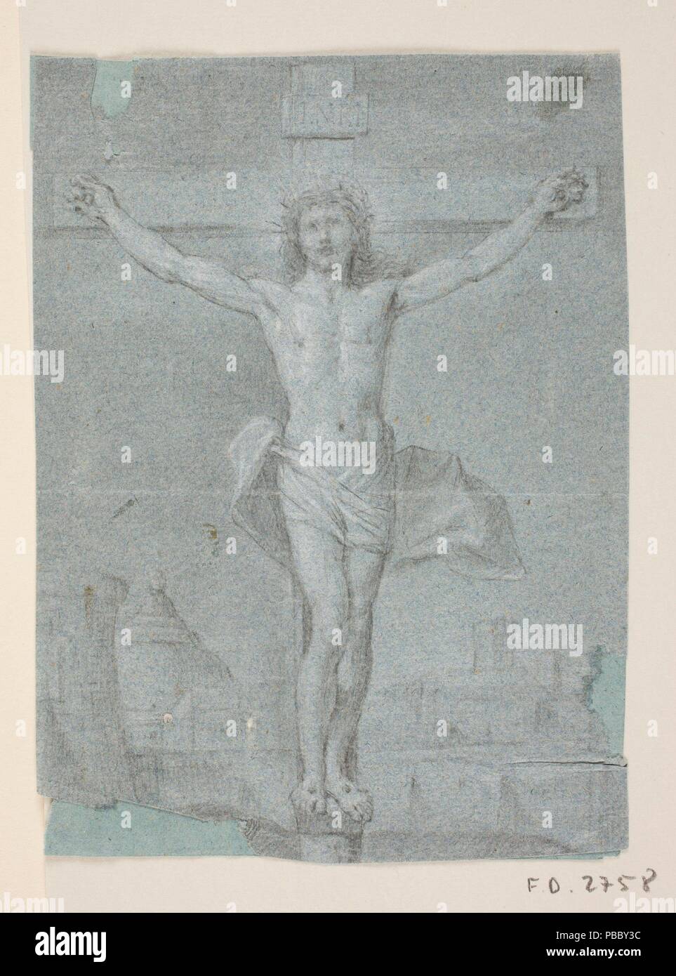 Anonimo / "Cristo crocifisso". Seconda metà del XVIII secolo. Bianco gesso, il gesso nero su carta vergata. Museo : Museo del Prado di Madrid, España. Foto Stock
