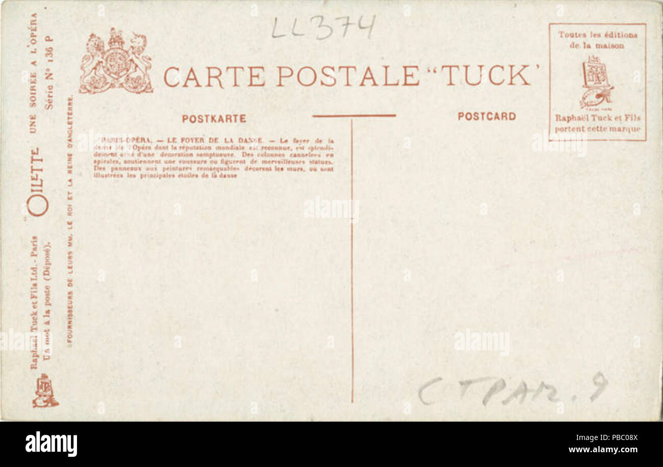1169 Parigi, Opera, Le Foyer de la Danse. (136 P) (BNI 418202) Foto Stock