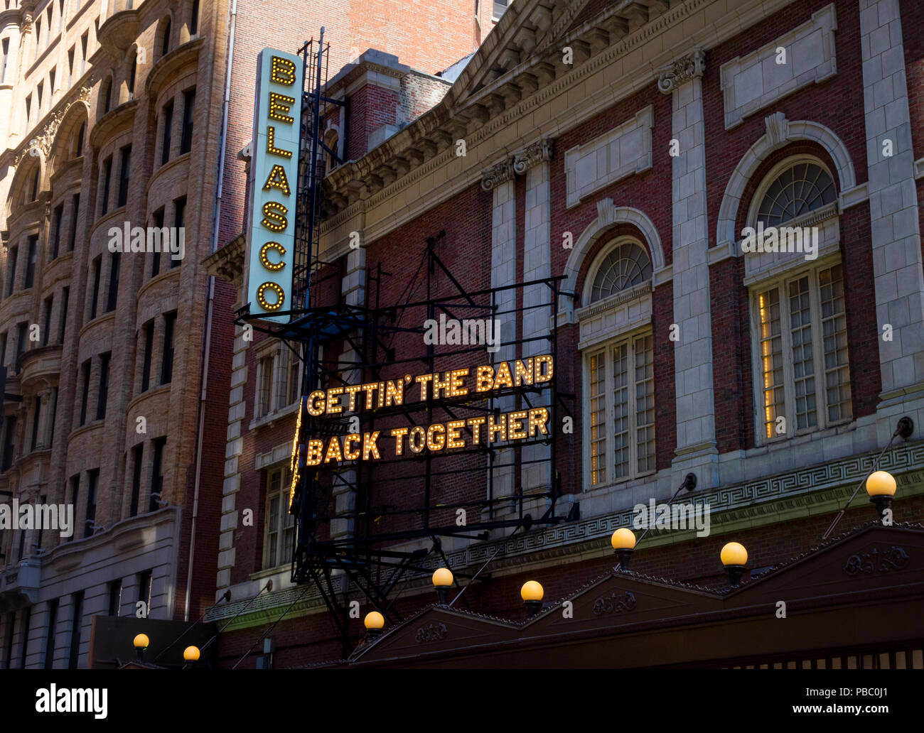 Gettin 'la band torna insieme su Broadway, un musical al Belasco Theatre Foto Stock
