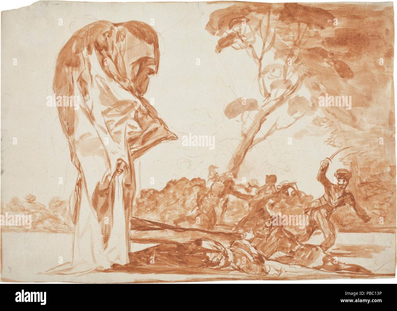 Francisco de Goya y Lucientes / "follia della paura". 1815 - 1819. Lavaggio, gesso rosso su avorio di cui la carta. Museo : Museo del Prado di Madrid, España. Foto Stock