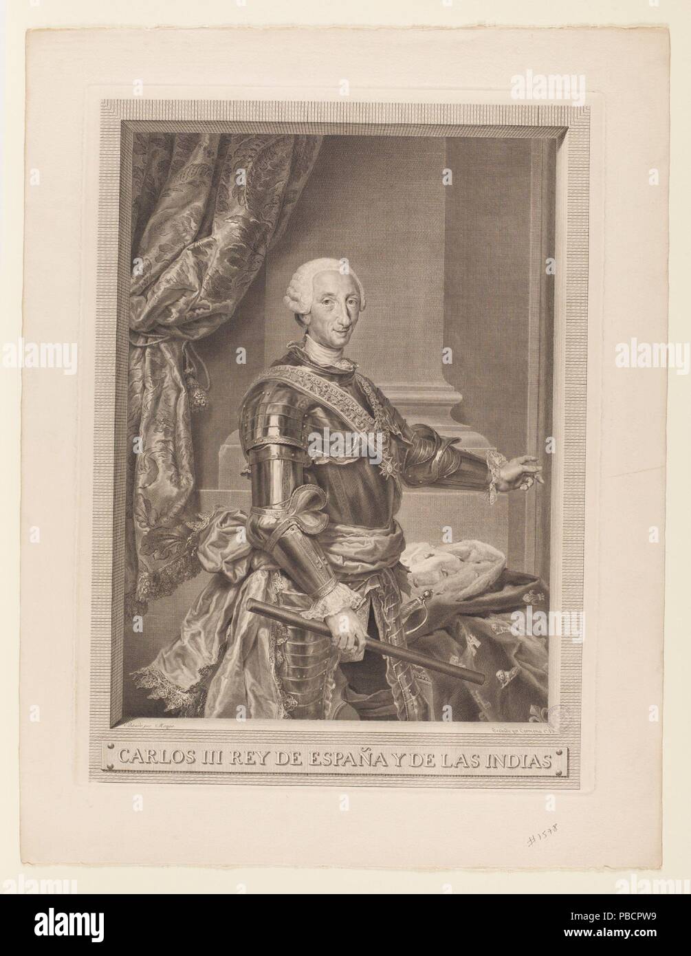 Manuel Salvador Carmona / 'Charles III". 1783. Taille douce: attacco e incisioni su carta a modulo continuo. Museo : Museo del Prado di Madrid, España. Foto Stock