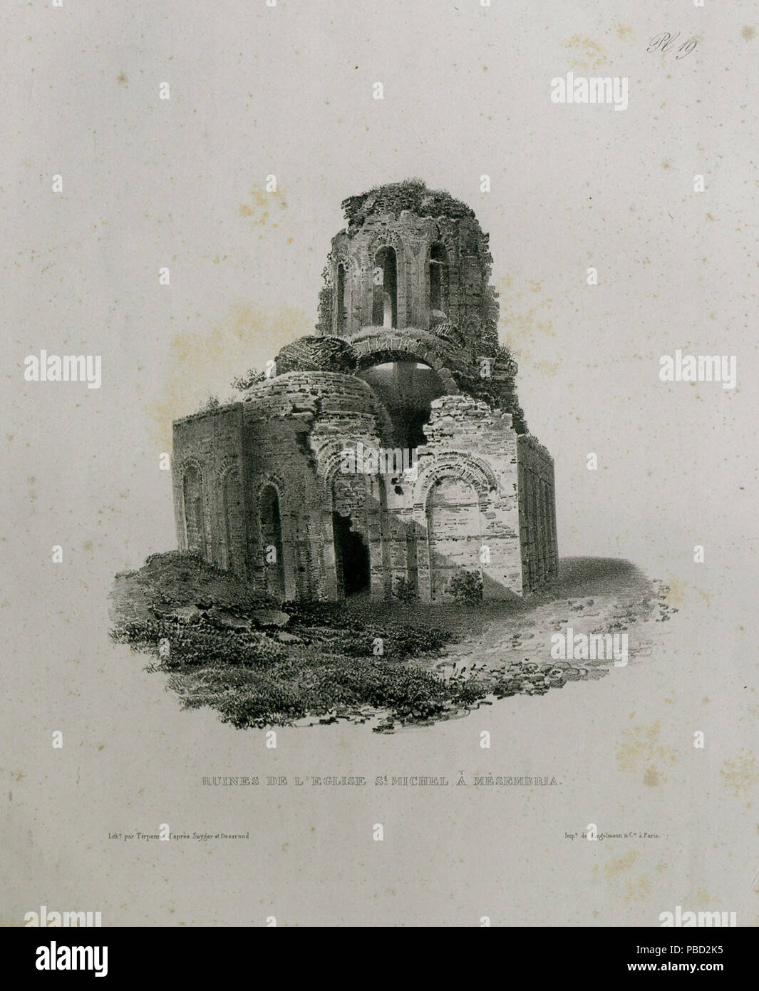 1276 Ruines de l'Eglise de St Michel à Mésembria - Sayger C - 1834 Foto Stock