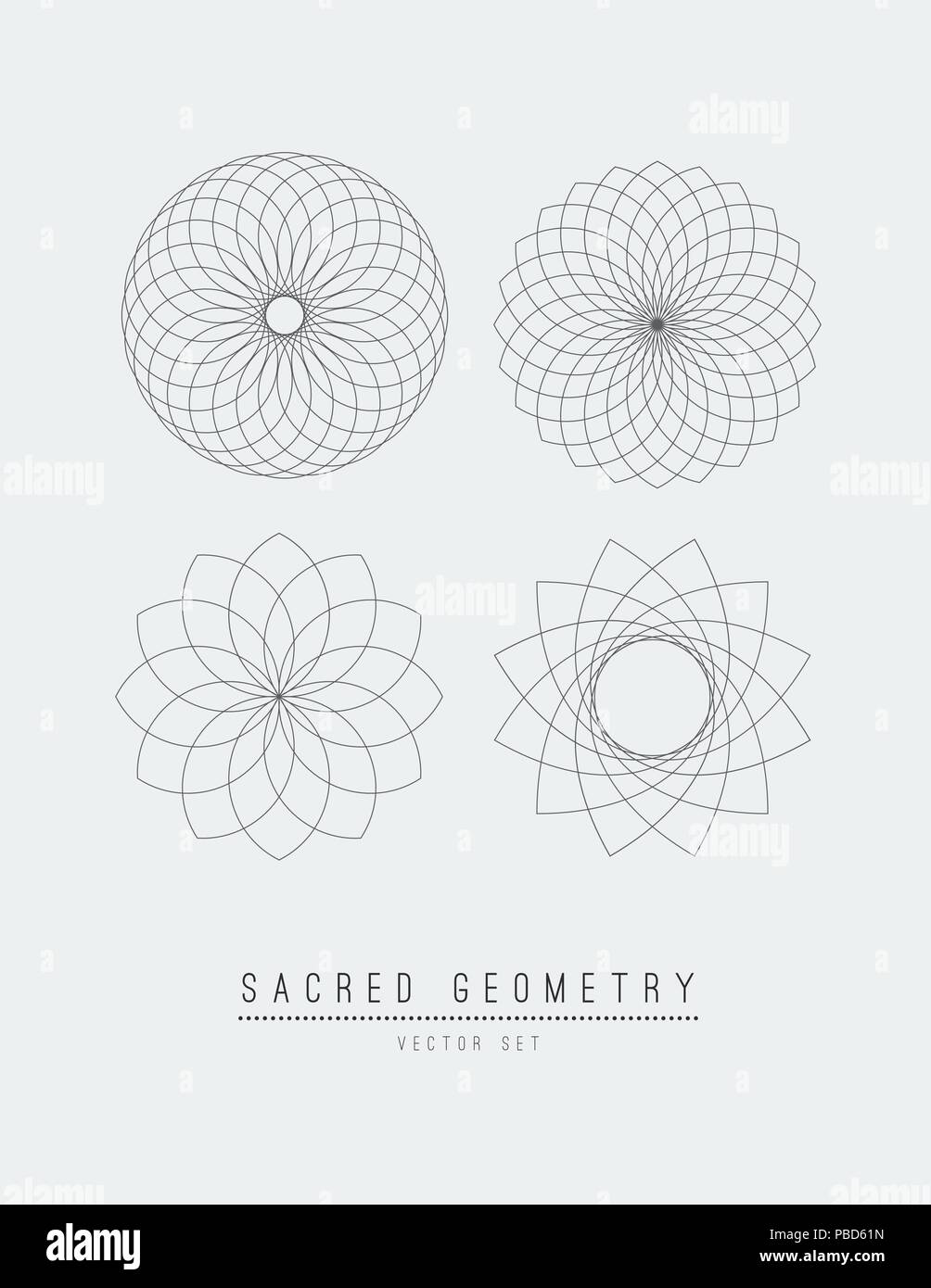 Geometria Sacra linea elemento vettore fiore della vita . Illustrazione Vettoriale . Illustrazione Vettoriale