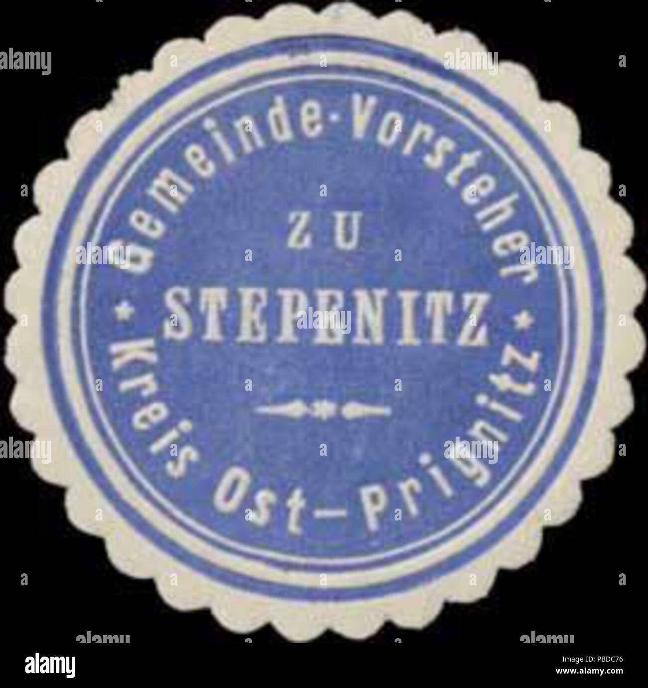 1384 Siegelmarke Gemeinde-Vorsteher zu Stepenitz W0352383 Foto Stock