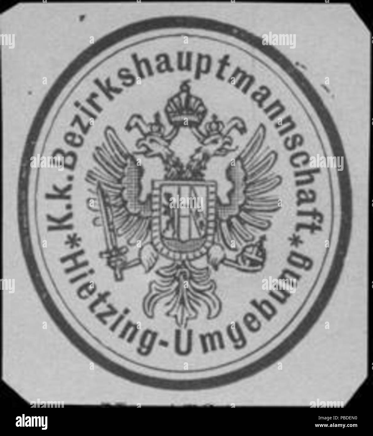 1419 Siegelmarke K.K. Bezirkshauptmannschaft ha Hietzing-Umgebung W0322889 Foto Stock