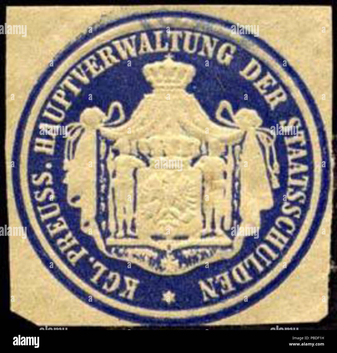 1425 Siegelmarke K.Pr. Hauptverwaltung der Staatsschulden W0227757 Foto Stock
