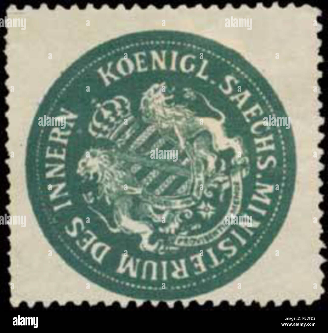 1433 Siegelmarke K.S. Ministerium des Innern W0386109 Foto Stock