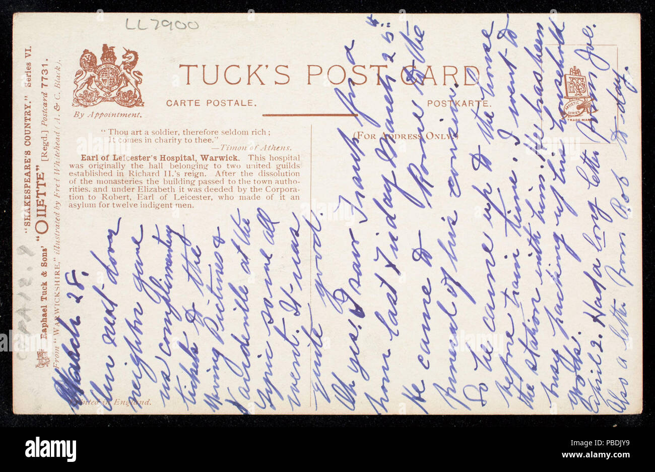 1311 Shakespeare del paese. Leicester's Hospital, Warwick (BNI 443002) Foto Stock