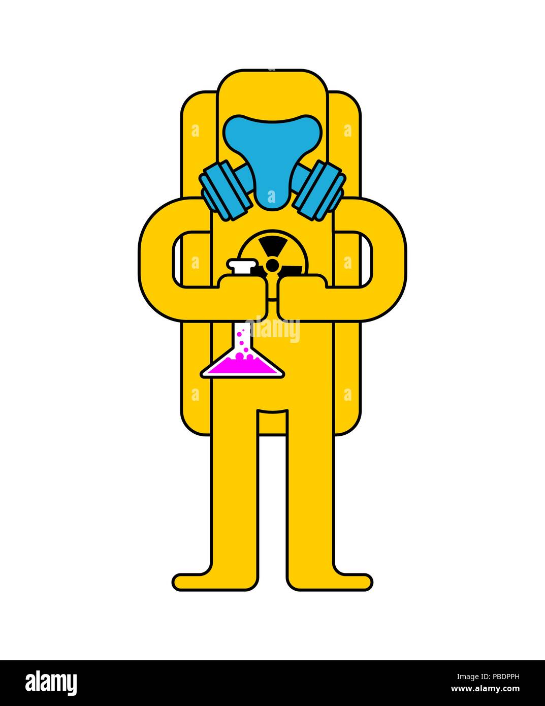 Tuta gialla chimica protezione Biohazard. Costume e radioattivo rischio biologico. Illustrazione Vettoriale Illustrazione Vettoriale