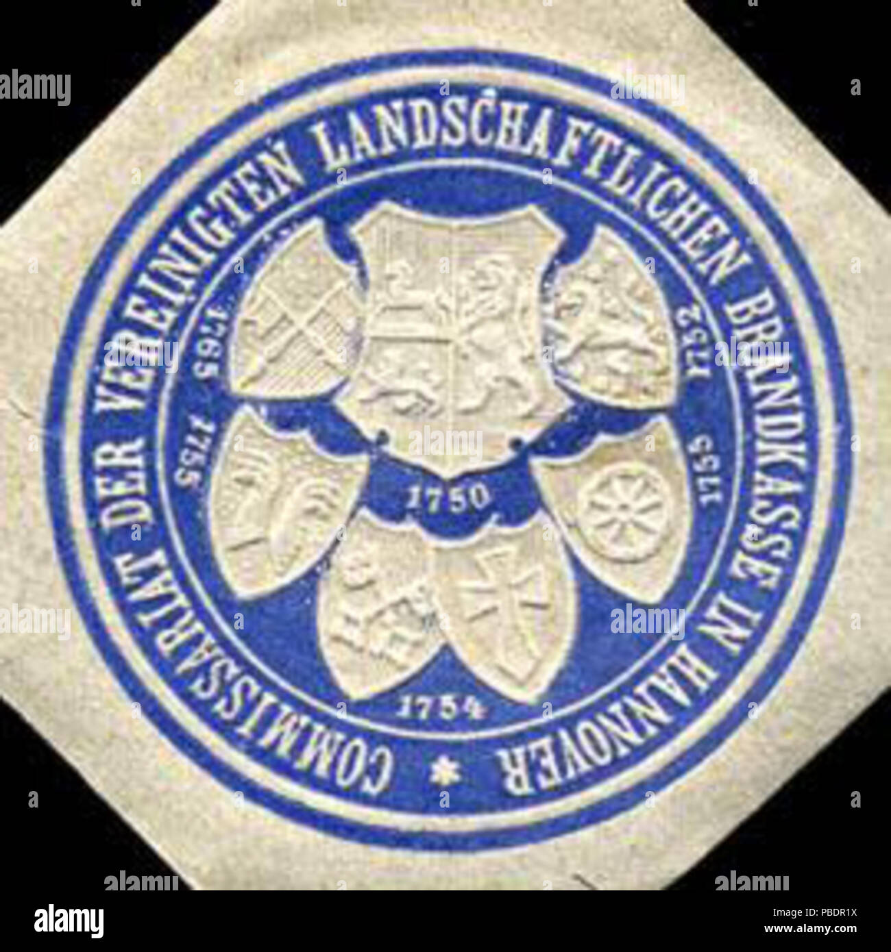 1334 Commissariato Siegelmarke der Vereinigten Landschaftlichen Brandkasse in Hannover W0217542 Foto Stock