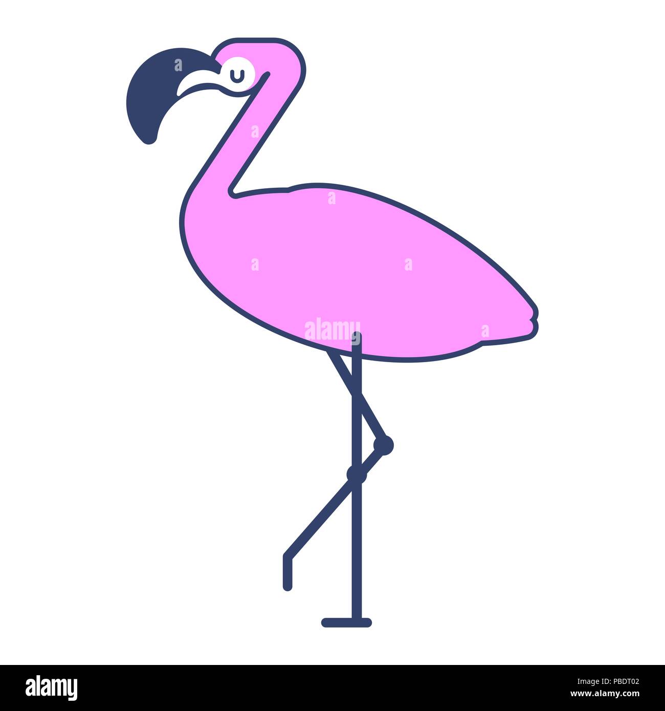 Fenicottero rosa isolato. Bird con gambe lunghe. Illustrazione Vettoriale Illustrazione Vettoriale