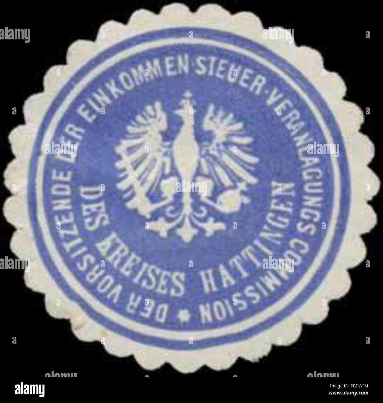 1347 Siegelmarke Der Vorsitzende der Einkommen-Steuer-Veranlagungs Commissione W0328183 Foto Stock