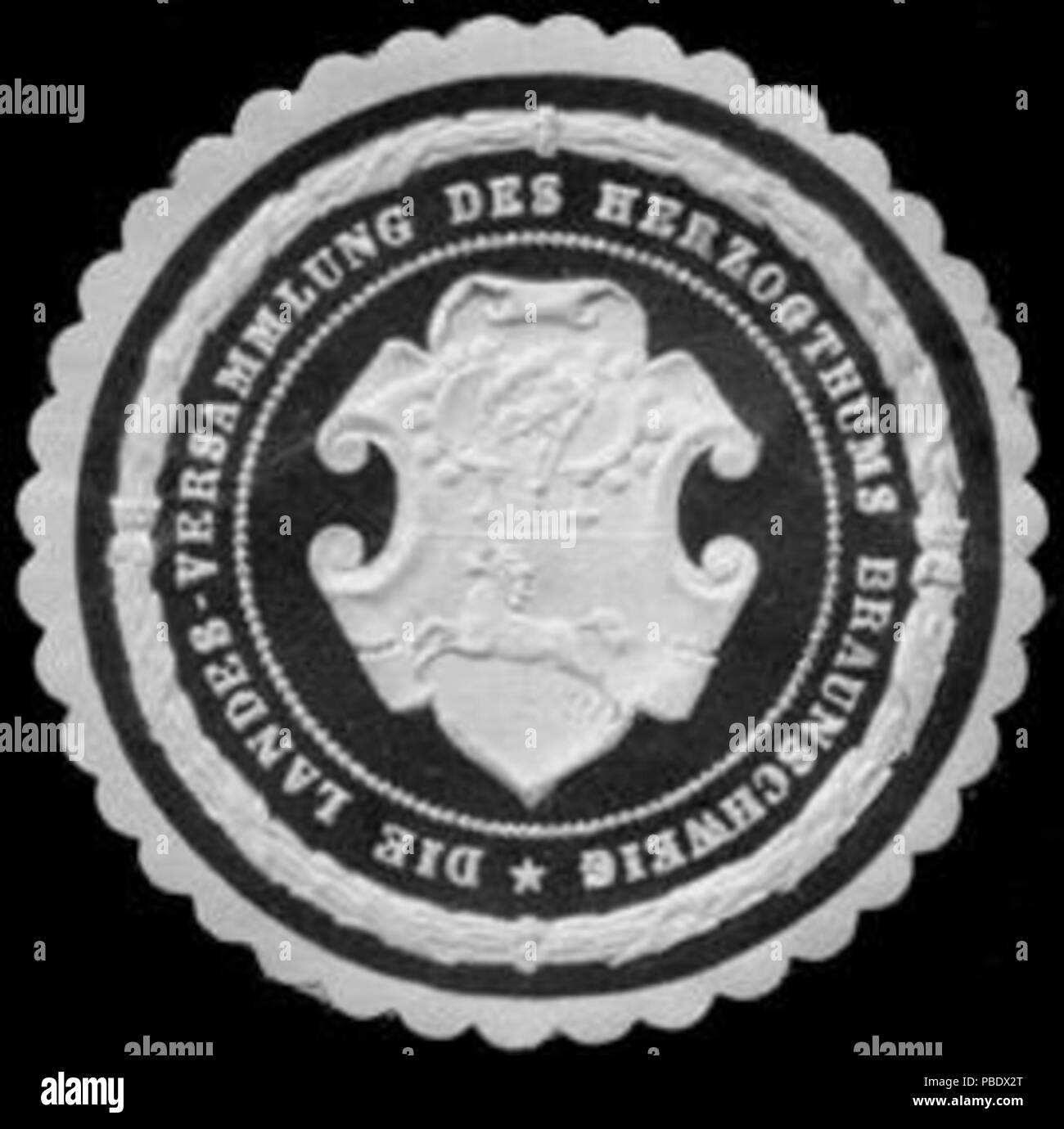 1349 Siegelmarke Die Landes-Versammlung des Herzogthums Braunschweig W0310151 Foto Stock