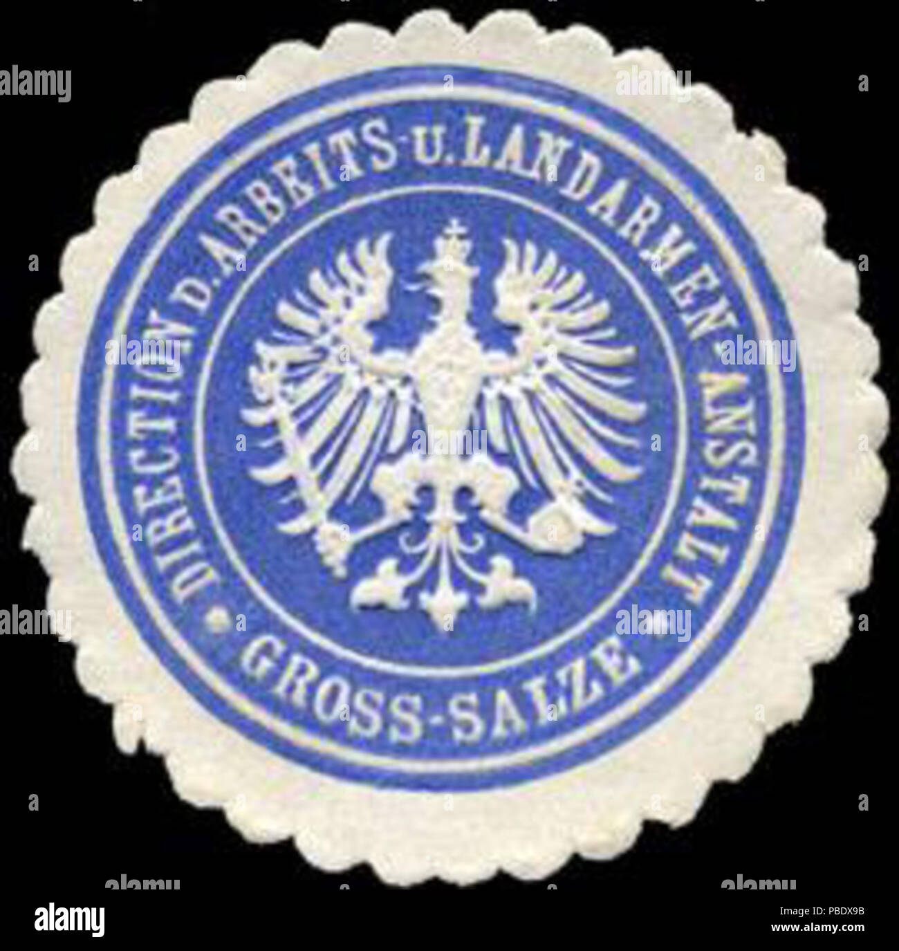 1350 Siegelmarke direzione der Arbeits - und Landarmen - Anstalt - lordo - Salze W0226084 Foto Stock