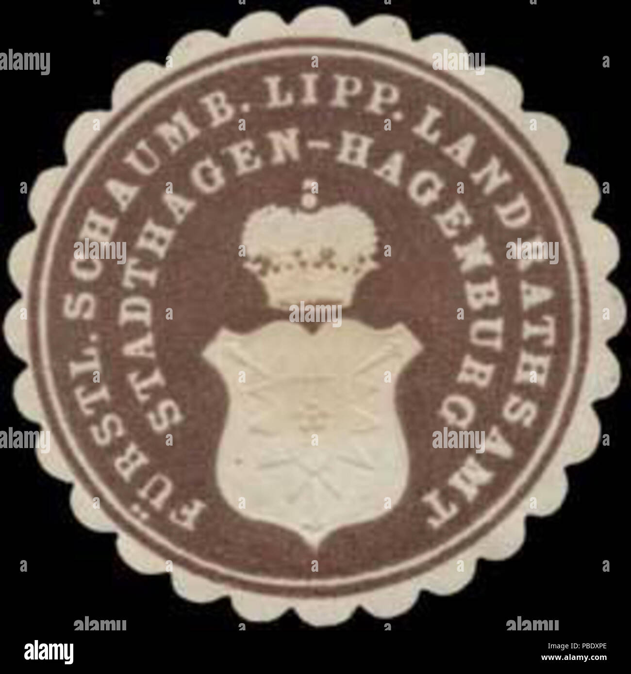 1354 Siegelmarke F. Schaumb. Lipp. Landrathsamt Stadthagen-Hagenburg W0381824 Foto Stock