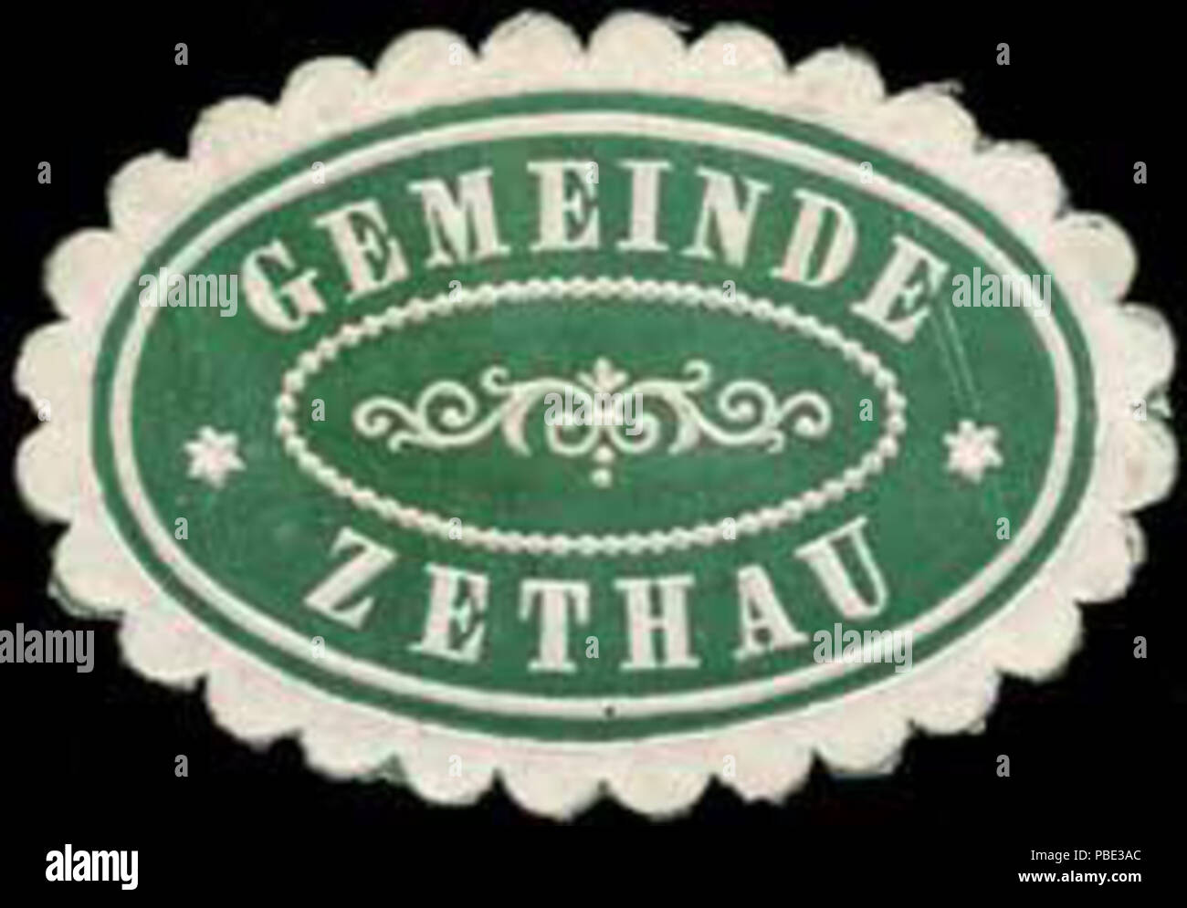 1379 Siegelmarke Gemeinde Zethau W0262503 Foto Stock