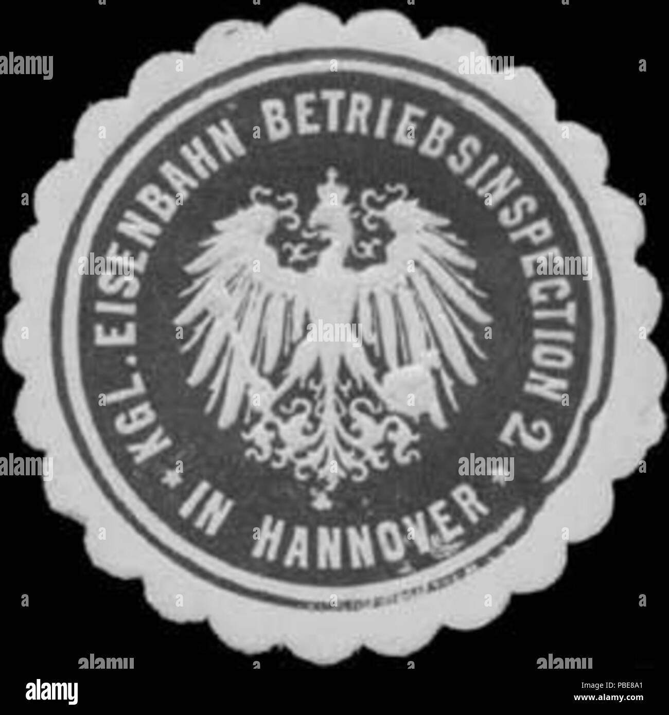 1405 Siegelmarke K. Eisenbahn Betriebsinspection 2 in Hannover W0390343 Foto Stock