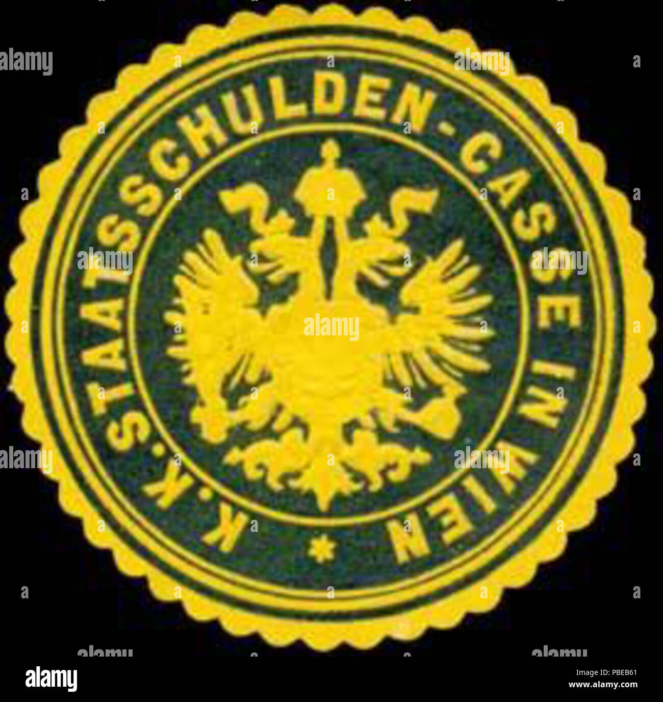 1421 Siegelmarke K.K. Staatsschulden-Casse in Wien W0317630 Foto Stock