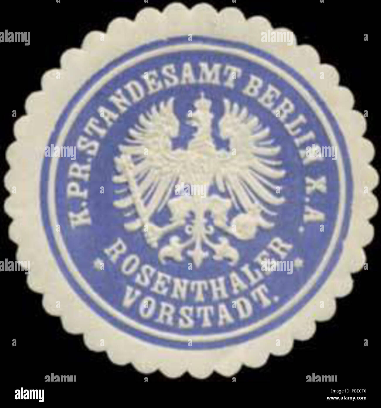 1430 Siegelmarke K.Pr. Standesamt X.A. Berlino Rosenthaler Vorstadt W0342829 Foto Stock