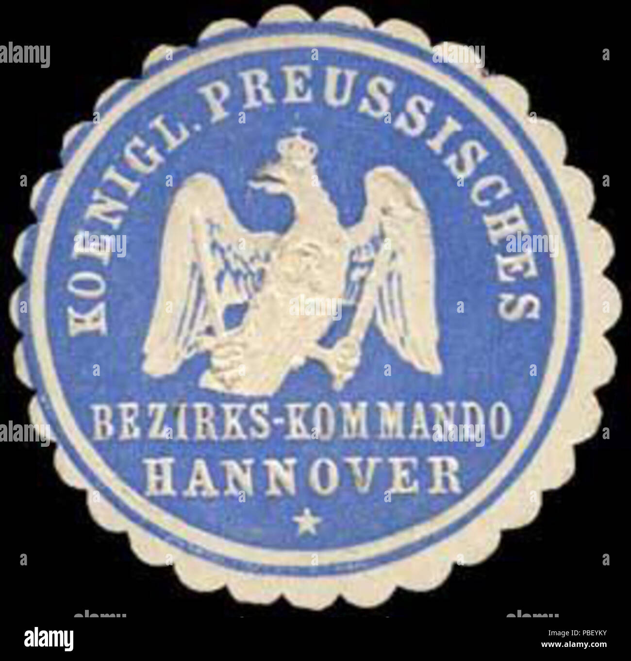 1443 Siegelmarke Koeniglich Preussisches Bezirks - Kommando - Hannover W0245832 Foto Stock
