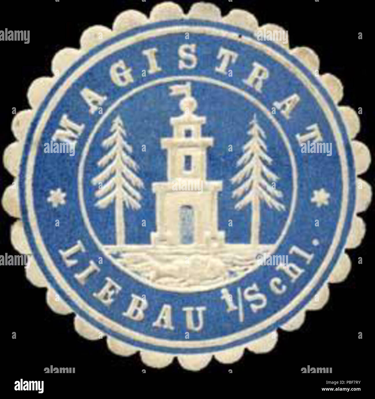 1486 Siegelmarke Magistrat Liebau-Schlesien W0311054 Foto Stock