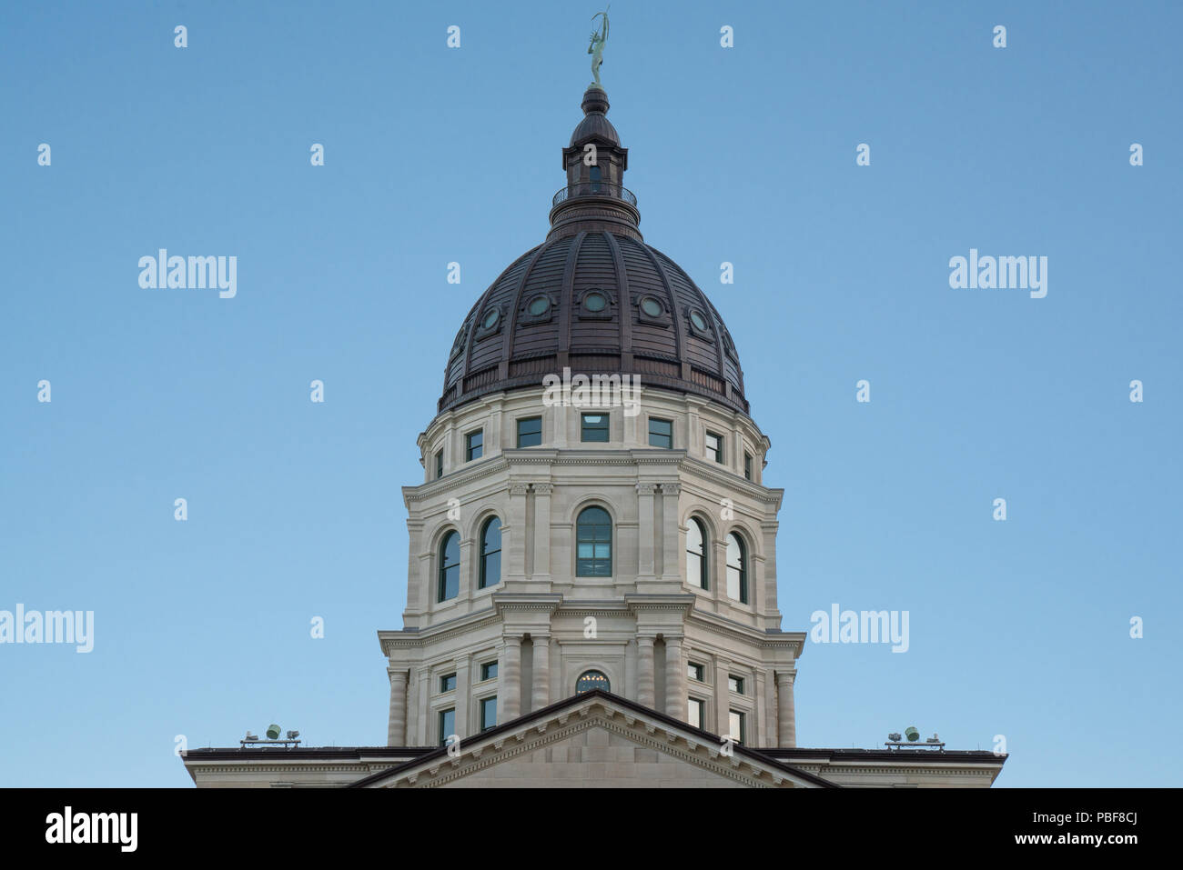 Cupola del Kansas capitale nella costruzione di Topeka nel Kansas Foto Stock