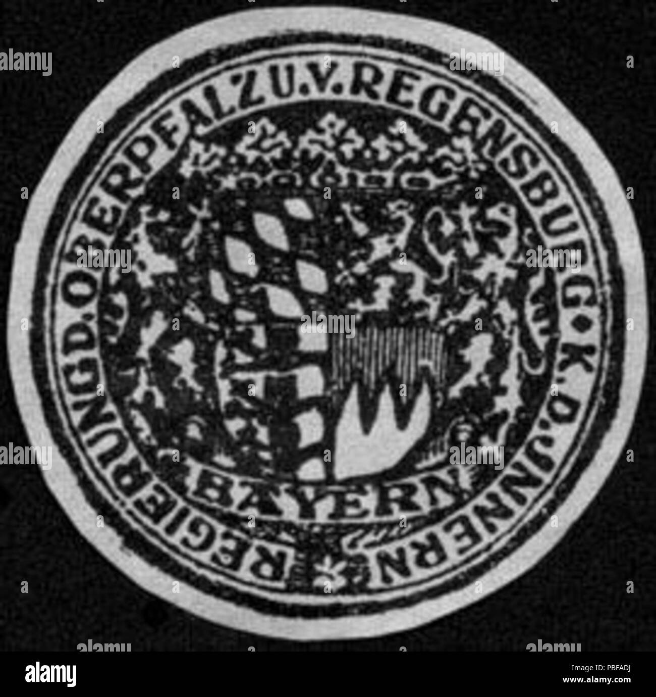 1500 Siegelmarke Regierung der Oberpfalz und von Regensburg - K. des Innern - Bayern W0227912 Foto Stock